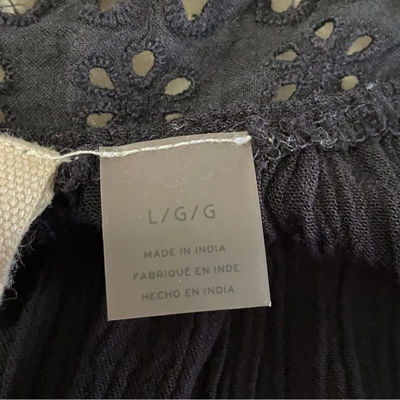 ROXY / Black Gauze Slip Dress Mini Size L Crochet Lace - Picture 4 of 15